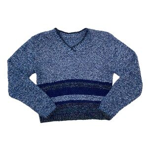 Gorgeous blue toned cropped v neck sweater